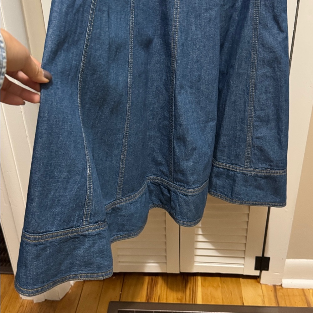 Anthropologie PILCRO Denim Midi Dress Fit N’ Flare Pockets Fitted Size 6 - Picture 9 of 12